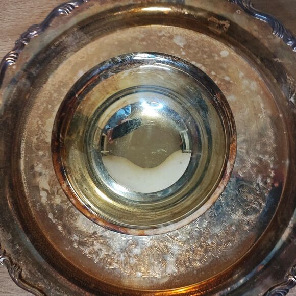 Oneida Georgian Scroll Chip and Dip Server 12.5in Silverplate Tray Made USA - Picture 8 of 16